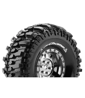 Louise RC CR-CHAMP 1/10 Crawler Tire Mounted Super Soft Black Chrome 1.9 Wheels with Hex 12mm T3231VBC