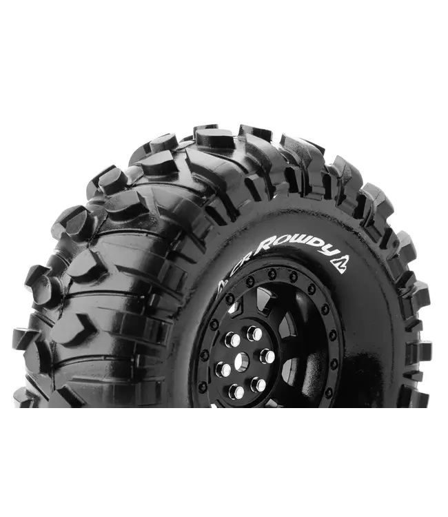 CR-ROWDY 1/10 Crawler Tire Mounted Super Soft Black 1.9 Wheels with Hex 12mm L-T3233VB