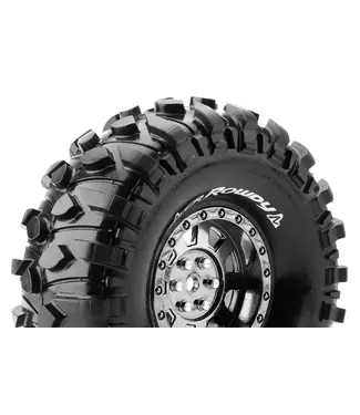 CR-ROWDY 1/10 Crawler Tire Mounted Super Soft Black Chrome 1.9 Wheels with Hex 12mm L-T3233VBC