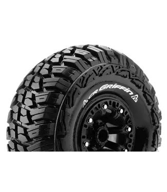 Louise RC CR-GRIFFIN 1/10 Crawler Tire Mounted Super Soft Black 2.2' Wheels with Hex 12mm L-T3235VB