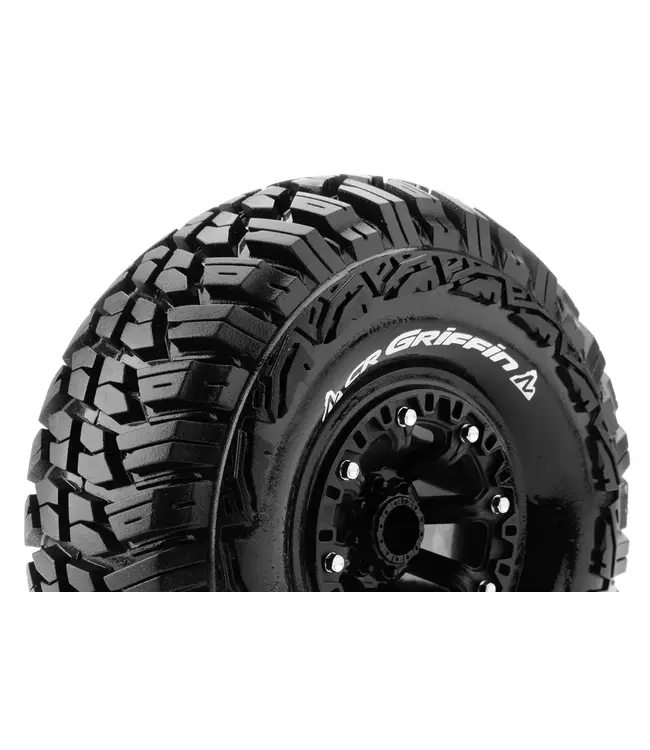 CR-GRIFFIN 1/10 Crawler Tire Mounted Super Soft Black 2.2' Wheels with Hex 12mm L-T3235VB