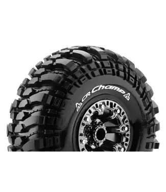 Louise RC CR-CHAMP 1/10 Crawler Tire Mounted Super Soft Black Chrome 2.2' Wheels with Hex 12mm L-T3236VBC