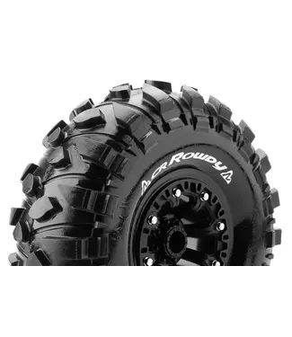 CR-ROWDY 1/10 Crawler Tire Mounted Super Soft Black 2.2' Wheels with Hex 12mm L-T3238VB