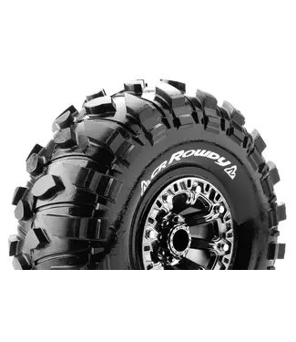 Louise RC CR-ROWDY 1/10 Crawler Tire Mounted Super Soft Black Chrome 2.2' Wheels with Hex 12mm L-T3238VBC