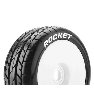 B-ROCKET 1/8 Buggy Tires Mounted Soft White Wheels with Hex 17mm L-T3190SW