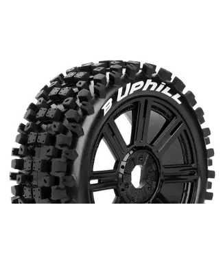 Louise RC B-UPHILL 1/8 Buggy Tires Mounted Soft Black Wheels with Hex 17MM L-T3271SB