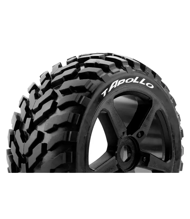 T-APOLLO 1/8 Truggy Tires Mounted Soft Black Wheels with Hex 17mm L-T3252SB