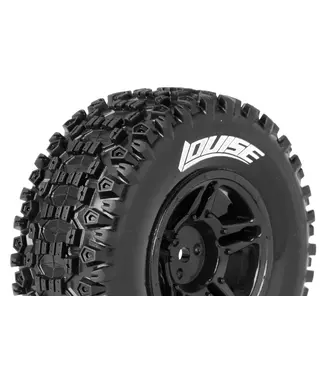 Louise RC SC-UPHILL 1/10 Short Course Tires Mounted Black Wheels with Hex 12MM L-T3223SBTR