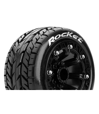 ST-ROCKET 1/16 Tires Mounted on Black 2.2' Wheels with Hex 12MM L-T3188SB