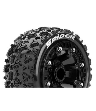 Louise RC ST-SPIDER 1/16 Tires Mounted on Black 2.2' Wheels with Hex 12MM L-T3200SB