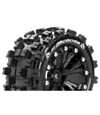 Louise RC ST-MCROSS 1/10 Stadium Truck Tires Mounted on Black 2.8' Wheels 1/2-offset with Hex 12MM L-T3272SBH