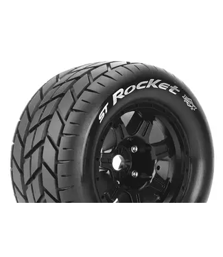 Louise RC ST-ROCKET 1/8 Stadium Truck Tires (MFT) Mounted on Black 3.8' Wheels 1/2-offset with Hex 17MM L-T3324BH