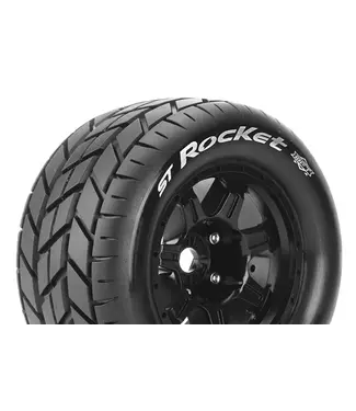 ST-ROCKET 1/8 Stadium Truck Tires (MFT) Mounted on Black 3.8' Wheels 1/2-offset with Hex 17MM L-T3324BH