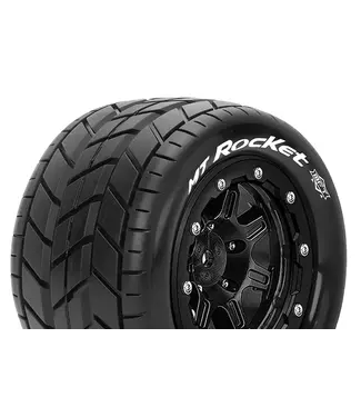 Louise RC MT-ROCKET Maxx Tires (MFT) Mounted on Black 3.8' Wheels 1/2-offset with Hex 17MM L-T3328SB