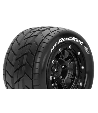 MT-ROCKET Maxx Tires (MFT) Mounted on Black 3.8' Wheels 1/2-offset with Hex 17MM L-T3328SB