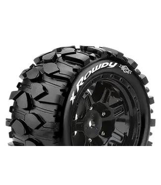 Louise RC X-ROWDY 1/5 X-TRUCK Tires (MFT) Mounted on Black Sport Wheels with Hex 24MM L-T3351B