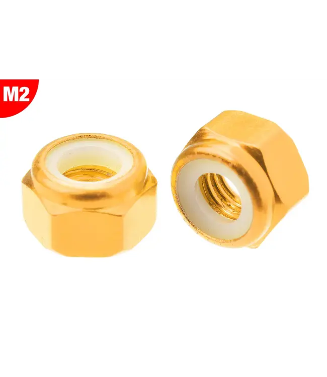 Team Corally - Aluminium Nylstop Nut - M2 - Gold - 10 pcs C-3106-20-0