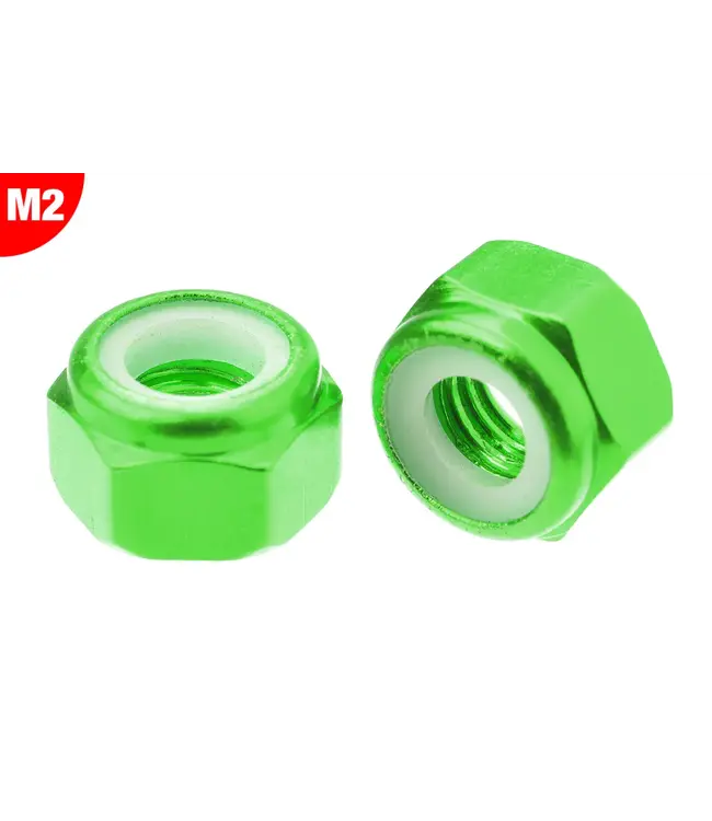 Team Corally - Aluminium Nylstop Nut - M2 - Green- 10 pcs C-3106-20-1