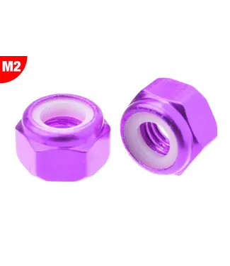 Corally Team Corally - Aluminium Nylstop Nut - M2 - Purple - 10 pcs C-3106-20-2