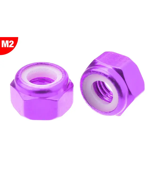 Team Corally - Aluminium Nylstop Nut - M2 - Purple - 10 pcs C-3106-20-2