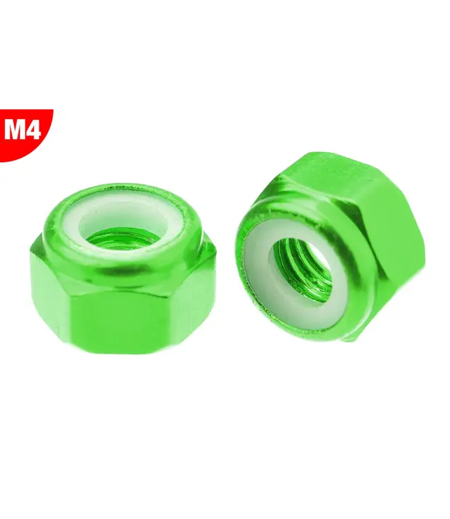 Team Corally - Aluminium Nylstop Nut - M4 - Green - 10 pcs C-3106-40-1