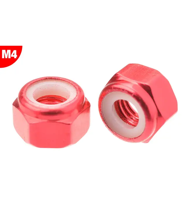 Team Corally - Aluminium Nylstop Nut - M4 - Red - 10 pcs C-3106-40-5