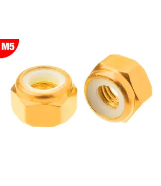 Corally Team Corally - Aluminium Nylstop Nut - M5 - Gold - 10 pcs C-3106-50-0