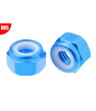 Corally Corally - Aluminium Nylstop Nut - M5 - Blue - 10 pcs C-3106-50-4