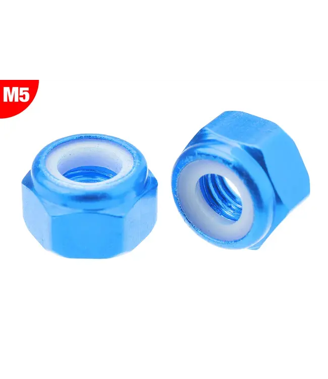 Corally - Aluminium Nylstop Nut - M5 - Blue - 10 pcs C-3106-50-4