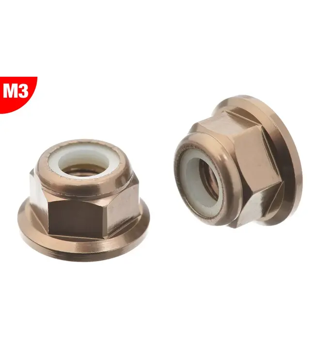 Team Corally - Aluminium Nylstop Nut Flanged - M3 - Gun Metal - 10 pcs C-3107-30-3