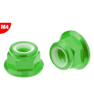 Corally Team Corally - Aluminium Nylstop Nut Flanged - M4 - Green - 10 pcs C-3107-40-1