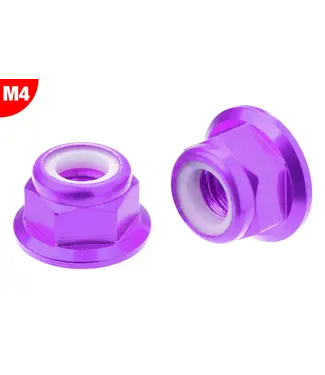 Corally Team Corally - Aluminium Nylstop Nut Flanged - M4 - Purple - 10 pcs C-3107-40-2