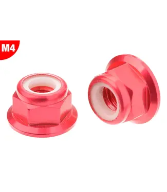Corally Team Corally - Aluminium Nylstop Nut Flanged - M4 - Red - 10 pcs C-3107-40-5