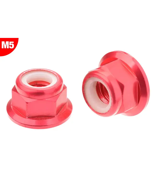 Team Corally - Aluminium Nylstop Nut Flanged - M5 - Red - 10 pcs C-3107-50-5