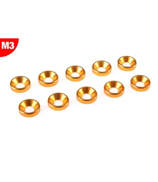 Corally Team Corally - Aluminium Washer - for M3 Flat Head Screws - OD=8mm - Gold - 10 pcs C-3213-30-0