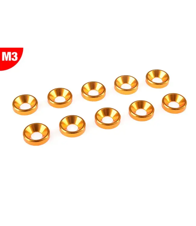 Team Corally - Aluminium Washer - for M3 Flat Head Screws - OD=8mm - Gold - 10 pcs C-3213-30-0