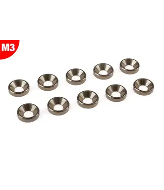 Corally Team Corally - Aluminium Washer - for M3 Flat Head Screws - OD=8mm - Gun Metal - 10 pcs C-3213-30-3