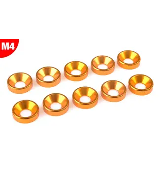 Corally Team Corally - Aluminium Washer - for M4 Flat Head Screws - OD=10mm - Gold - 10 pcs C-3213-40-0