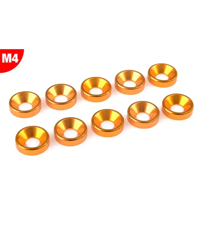 Team Corally - Aluminium Washer - for M4 Flat Head Screws - OD=10mm - Gold - 10 pcs C-3213-40-0