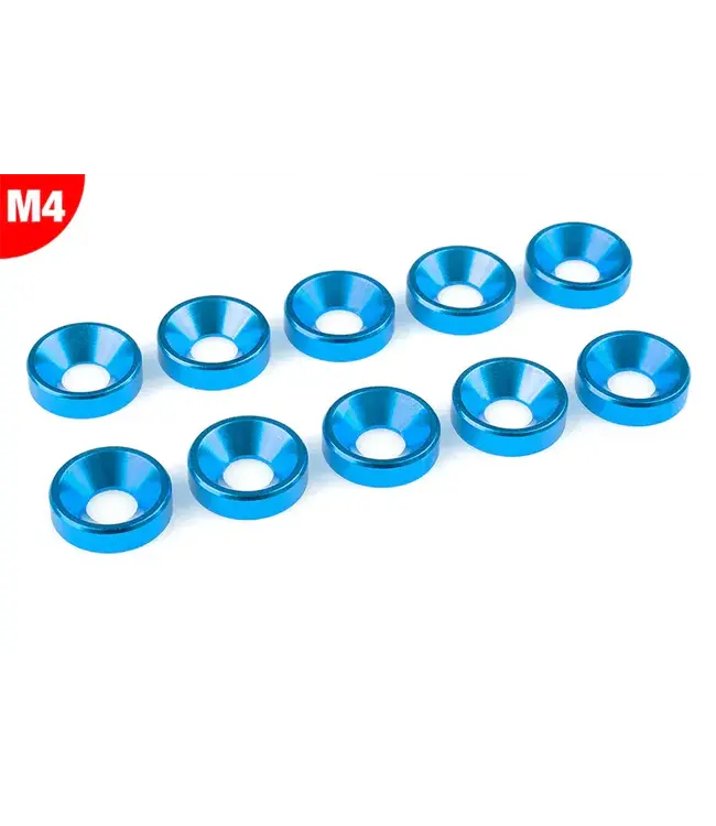 Team Corally - Aluminium Washer - for M4 Flat Head Screws - OD=10mm - Blue - 10 pcs C-3213-40-4