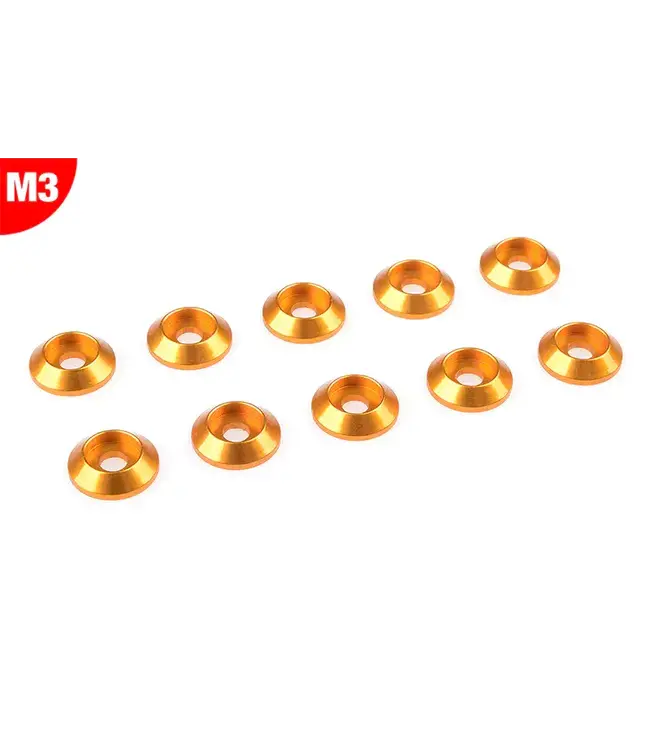 Team Corally - Aluminium Washer - for M3 Button Head Screws - OD=10mm - Gold - 10 pcs C-3211-30-0