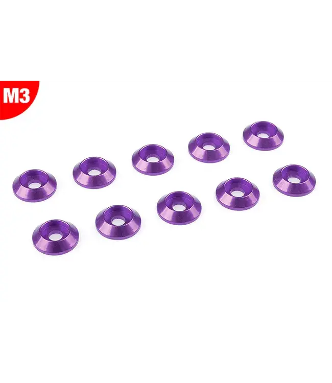 Team Corally - Aluminium Washer - for M3 Button Head Screws - OD=10mm - Purple - 10 pcs C-3211-30-2