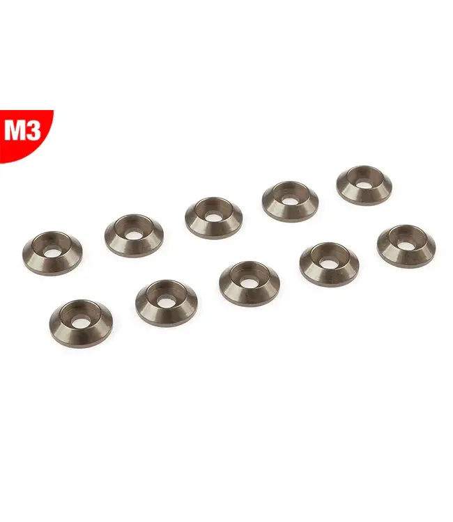 Team Corally - Aluminium Washer - for M3 Button Head Screws - OD=10mm - Gun Metal - 10 pcs C-3211-30-3