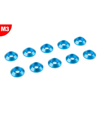 Corally Team Corally - Aluminium Washer - for M3 Button Head Screws - OD=10mm - Blue - 10 pcs C-3211-30-4