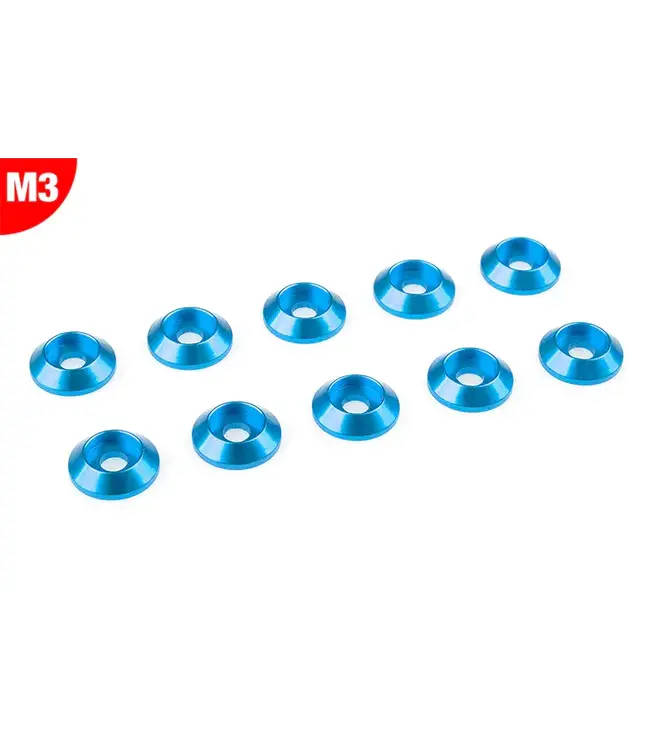 Team Corally - Aluminium Washer - for M3 Button Head Screws - OD=10mm - Blue - 10 pcs C-3211-30-4