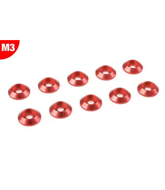Corally Team Corally - Aluminium Washer - for M3 Button Head Screws - OD=10mm - Red - 10 pcs C-3211-30-5