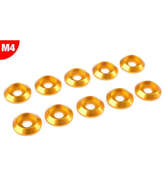 Team Corally - Aluminium Washer - for M4 Button Head Screws - OD=12mm - Gold - 10 pcs C-3211-40-0