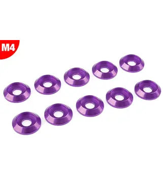 Corally Team Corally - Aluminium Washer - for M4 Button Head Screws - OD=12mm - Purple - 10 pcs C-3211-40-2