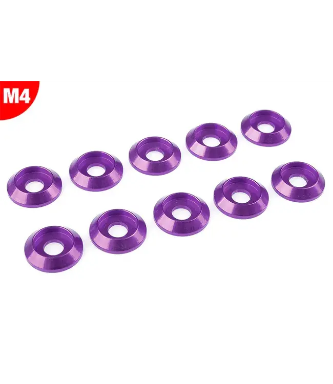 Team Corally - Aluminium Washer - for M4 Button Head Screws - OD=12mm - Purple - 10 pcs C-3211-40-2