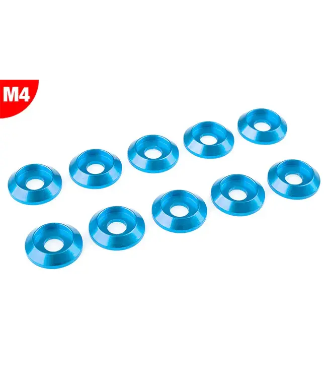 Team Corally - Aluminium Washer - for M4 Button Head Screws - OD=12mm - Blue - 10 pcs C-3211-40-4
